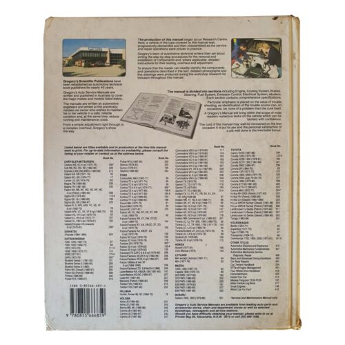 Daihatsu Charade Service and Repair Manual outside back cover