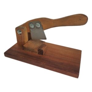 Wooden biltong slicer with steel blade