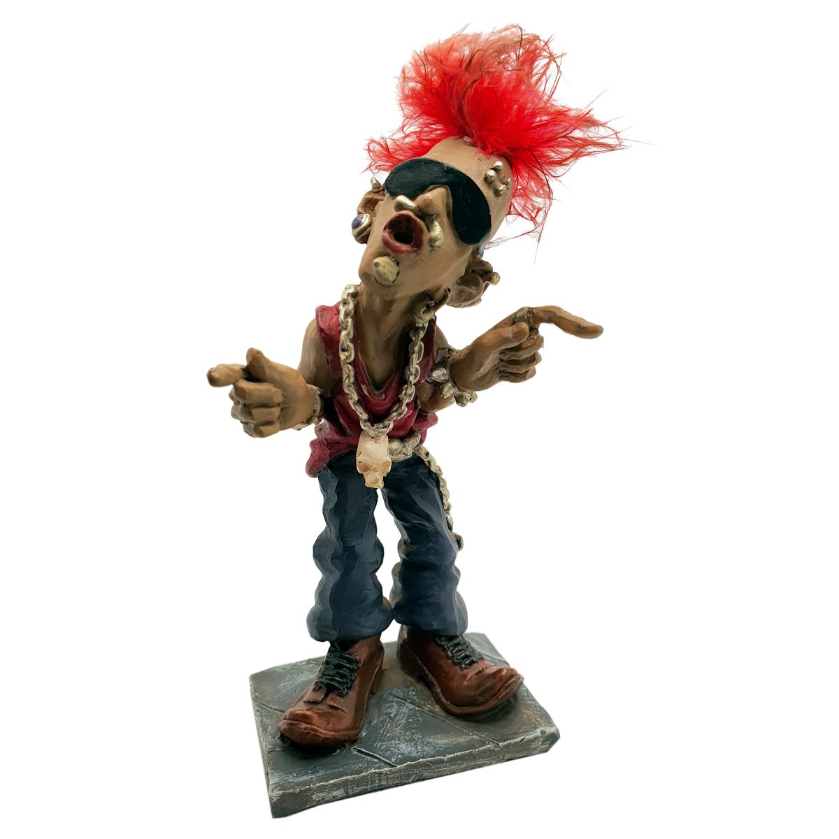 Punk figurine ornament with red hair