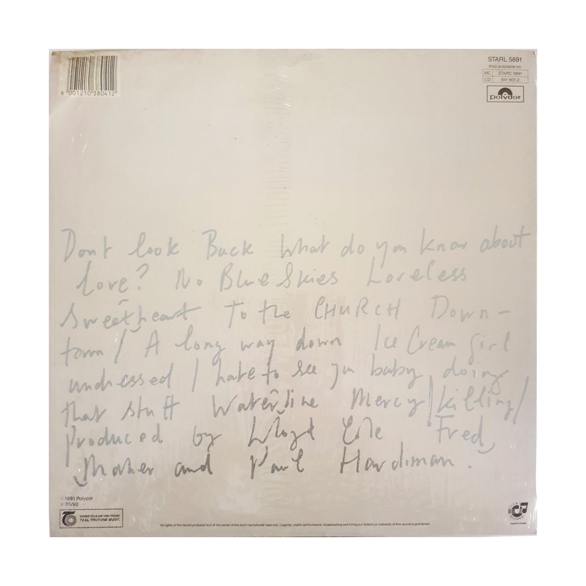 Lloyd Cole vinyl album back cover