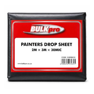 standard painters drop sheet 2m x 3m 30 micron plastic pack for surface protection during painting