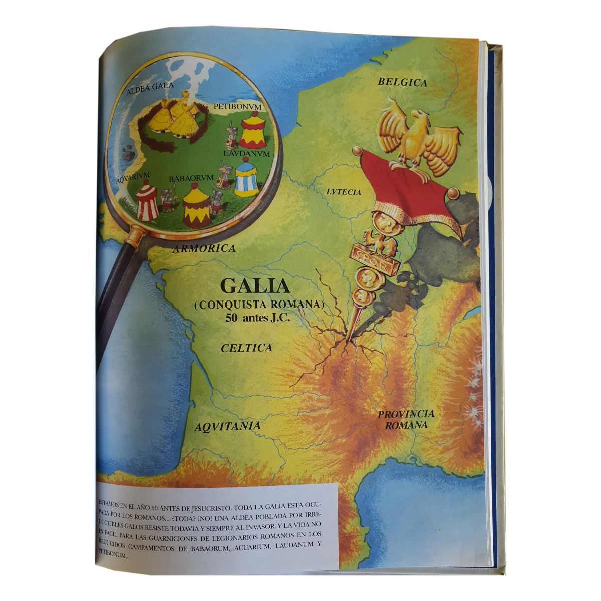 Spanish edition of Astérix Gladiador - inner page showing the map of Gaul