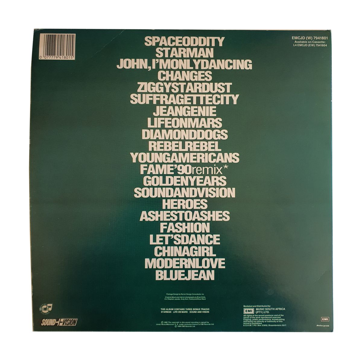 David Bowie ChangesBowie back cover