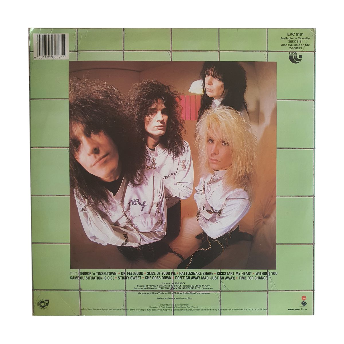 Mötley Crüe Dr. Feelgood vinyl lp back cover
