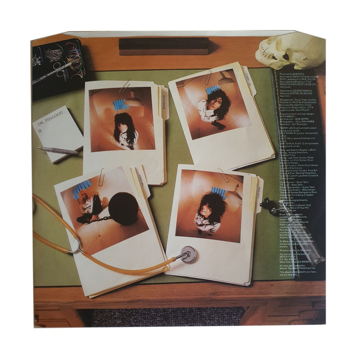 Mötley Crüe Dr. Feelgood vinyl inner sleeve with photographs