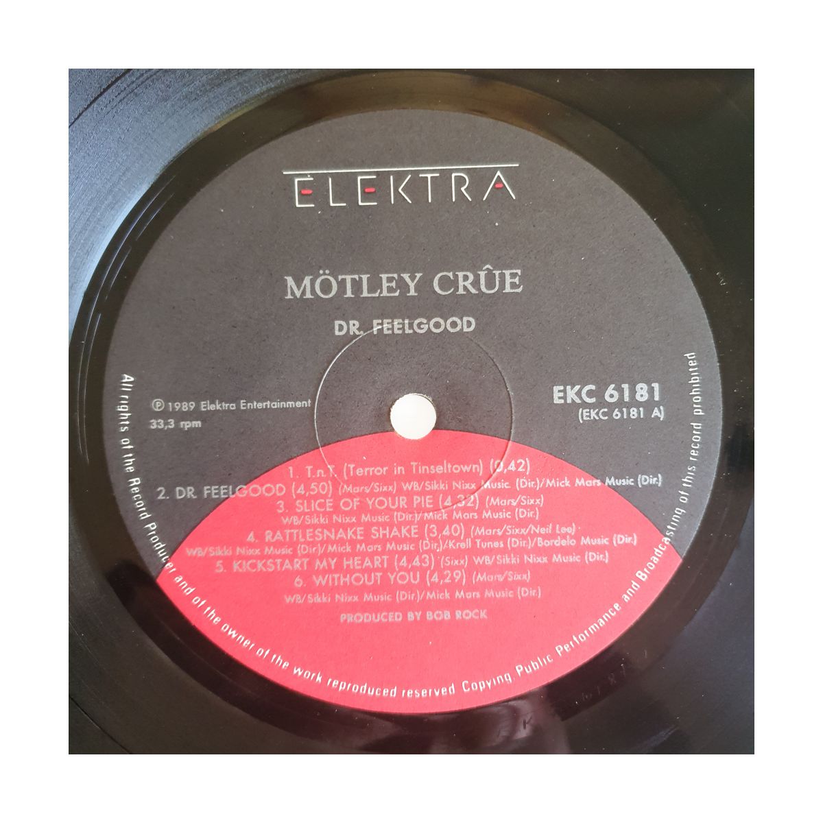 Mötley Crüe Dr. Feelgood Elektra/Tusk EKC 6181 record label